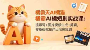 （18542期）橘霸天AI橘猫短剧实战课：提示词+图片视频生成+剪辑，零基础批量产出治愈短剧-网创资源