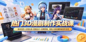 热门3D漫剧制作实战课，剧本创作+分镜生成+批量出片+后期剪辑，轻松入局流量赛道创作变现-网创资源