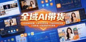 全域AI带货，从短视频到直播，从单平台到全域，打造你的带货矩阵，打造普通人也能落地的带货赛道-网创资源