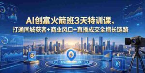 AI创富火箭班3天特训课，打通同城获客+商业风口+直播成交全增长链路，2026年4月新课-网创资源