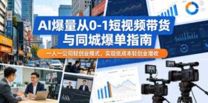 AI爆量从0-1短视频带货与同城爆单指南，一人一公司轻创业模式，实现低成本轻创业增收-网创资源