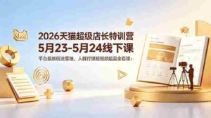 （18741期）2026天猫超级店长特训营5月23-5月24线下课，平台最新玩法落地，人群打爆短视频起品全套课件-网创资源