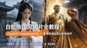 （18737期）白蛇传-国风短片全教程！ChatGPT+Seedance2.0，一套课跑通古风AI影视创作-网创资源