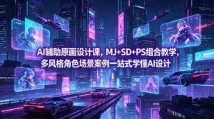 （18731期）AI辅助原画设计课，MJ+SD+PS组合教学，多风格角色场景案例一站式学懂AI设计-网创资源