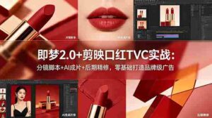 （18729期）即梦2.0+剪映口红TVC实战：分镜脚本+AI成片+后期精修，零基础打造品牌级广告-网创资源