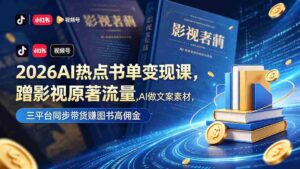 （18727期）2026AI热点书单变现课，蹭影视原著流量，AI做文案素材，三平台同步带货赚图书高佣金-网创资源