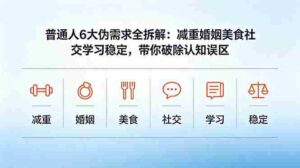 （18724期）付费文章：普通人6大伪需求全拆解：减重婚姻美食社交学习稳定，带你破除认知误区-网创资源