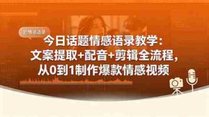 （18719期）今日话题情感语录教学：文案提取+配音+剪辑全流程，从0到1制作爆款情感视频-网创资源