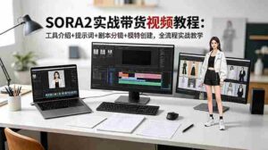 （18718期）SORA2实战带货视频教程：工具介绍+提示词+剧本分镜+模特创建，全流程实战教学-网创资源