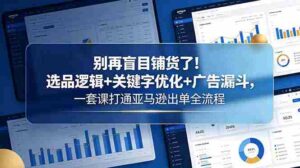 （18705期）别再盲目铺货了！选品逻辑+关键字优化+广告漏斗，一套课打通亚马逊出单全流程-网创资源