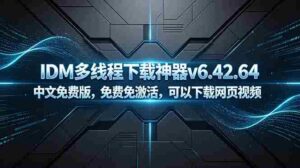 （18688期）IDM多线程下载神器v6.42.64中文免费版，免费免激活，可以下载网页视频（例如飞书文档内的视频）-网创资源