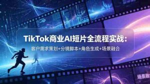 （18678期）TikTok商业AI短片全流程实战：客户需求策划+分镜脚本+角色生成+场景融合-网创资源
