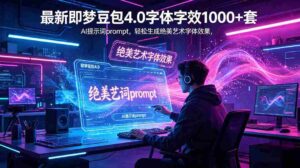 （18650期）最新即梦豆包4.0字体字效1000+套，AI提示词prompt，轻松生成绝美艺术字体效果-网创资源