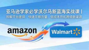 （18635期）亚马逊卖家必学沃尔玛新蓝海实战课｜拆解平台差异，快速平移流量，低成本开拓跨境新渠道-网创资源