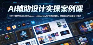 AI辅助设计实操案例课，手把手教学Stable Diffusion、Midjourney与PS协同技巧，掌握前沿AI辅助设计技术-网创资源