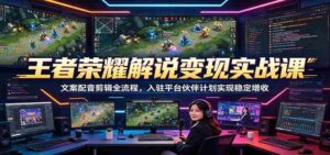 王者荣耀解说变现实战课：文案配音剪辑全流程，入驻平台伙伴计划实现稳定增收-网创资源