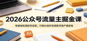 2026公众号流量主掘金课：零基础吃透起号运营，巧用AI创作实现账号高产值变现-网创资源