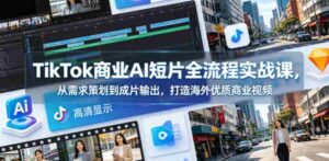 TikTok商业AI短片全流程实战课，从需求策划到成片输出，打造海外优质商业视频-网创资源