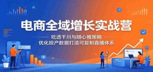 电商全域增长实战营：吃透千川与随心推策略，优化投产数据打造可复制直播体系-网创资源