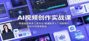 AI视频创作实战课：零基础玩转多工具平台，精通数字人广告、剧情片，轻松开启接单副业-网创资源