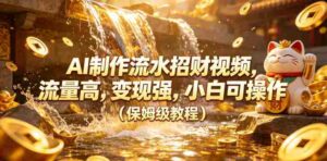 AI制作流水招财视频，流量高，变现强，小白可操作（保姆级教程）-网创资源