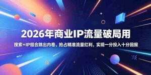 2026年商业IP流量破局用，搜索+IP组合跳出内卷，抢占精准流量红利，实现一分投入十分回报-网创资源