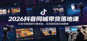 2026抖音同城带货落地课：从账号搭建到付费投放，实现短视频全域爆单-网创资源