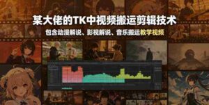 某大佬的TK中视频搬运剪辑技术，包含动漫解说、影视解说、音乐搬运教学视频-网创资源
