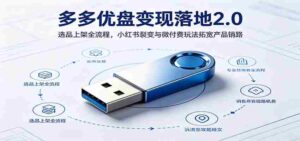 多多优盘变现落地2.0：选品上架全流程，小红书裂变与微付费玩法拓宽产品销路-网创资源