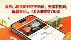 （18751期）番茄小说拉新野路子玩法，无脑怼视频，每单10元，40天收益27950-网创资源