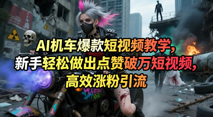 AI机车爆款短视频教学，新手轻松做出点赞破万短视频，高效涨粉引流-网创资源
