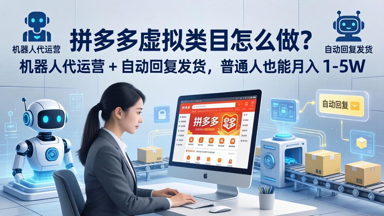 拼多多虚拟类目怎么做？机器人代运营 + 自动回复发货，普通人也能月入 1-5W-网创资源