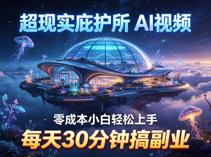超现实庇护所AI视频项目拆解，零成本小白轻松上手，每天30分钟搞副业-网创资源