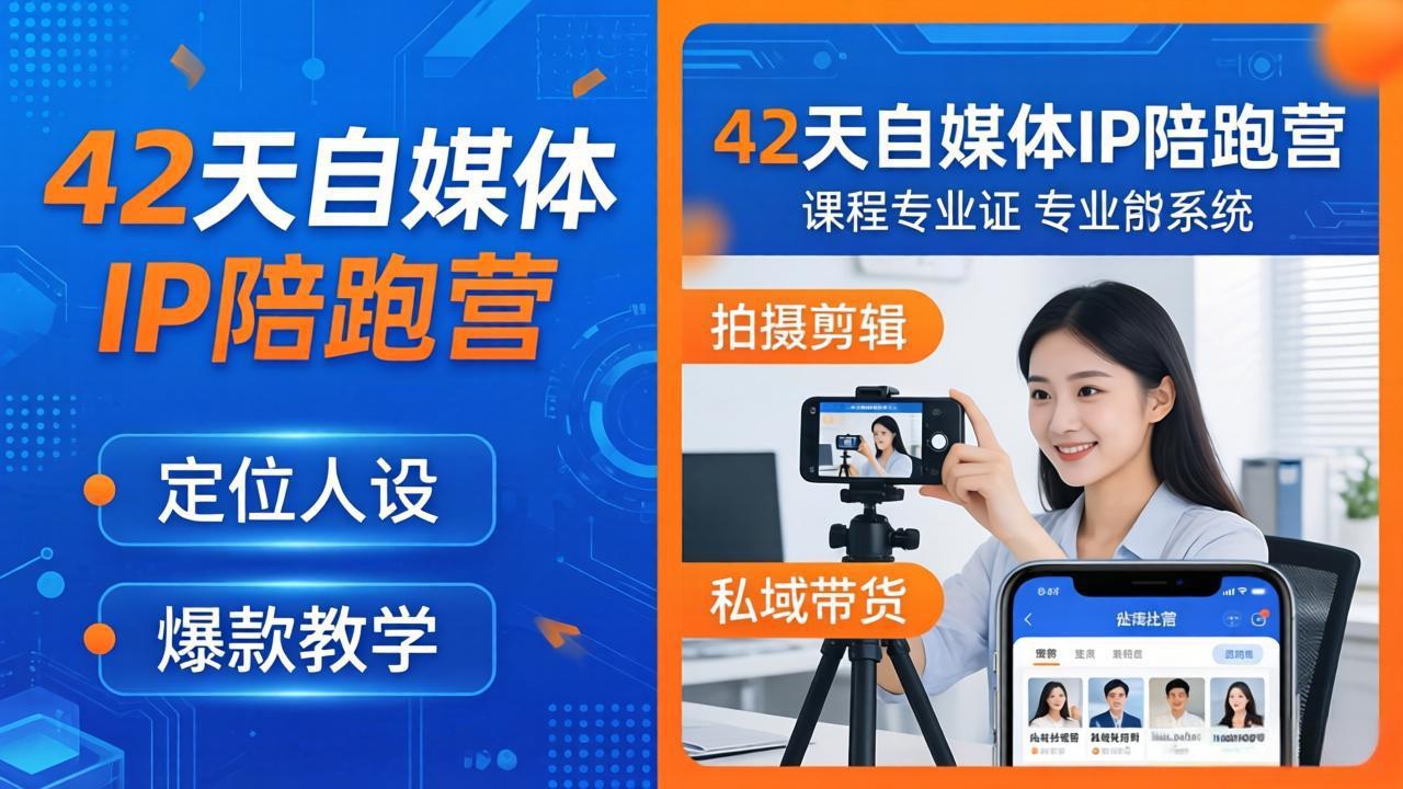 42天自媒体IP陪跑营-26年4月19更新：定位人设爆款全教学，拍摄剪辑私域带货一站式落地-网创资源