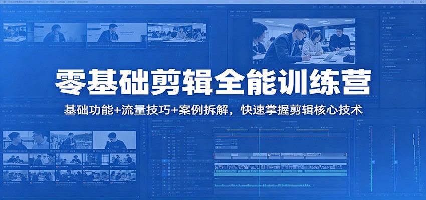 零基础剪辑全能训练营：基础功能+流量技巧+案例拆解，快速掌握剪辑核心技术-网创资源