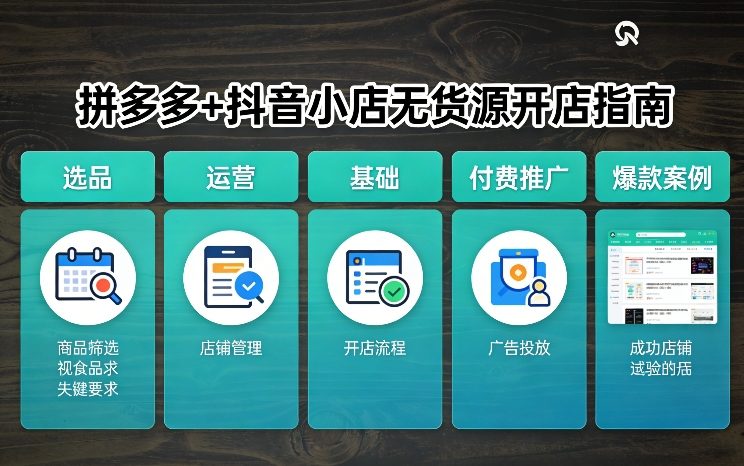 拼多多+抖音小店无货源开店，包括：选品、运营、基础、付费推广、爆款案例等(更新26年4月)-网创资源