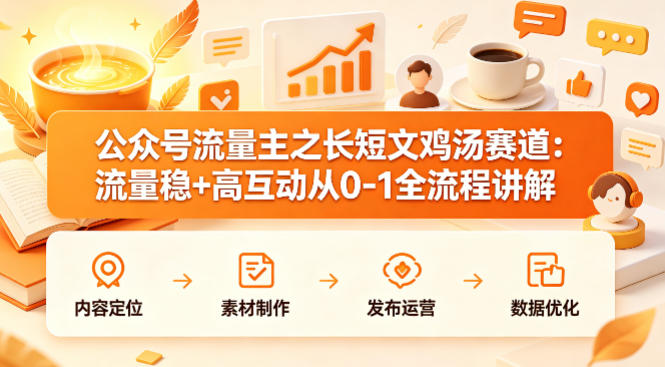 公众号流量主之长短文鸡汤赛道，流量稳+高互动，从0-1全流程讲解-网创资源