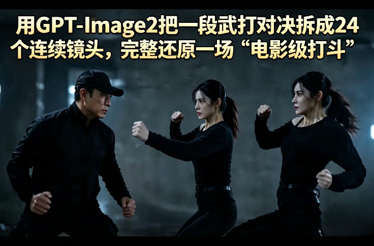 用GPT-Image2把一段武打对决拆成24个连续镜头，完整还原一场“电影级打斗”-网创资源