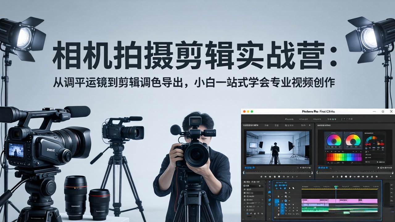 相机拍摄剪辑实战营：从调平运镜到剪辑调色导出，小白一站式学会专业视频创作-网创资源