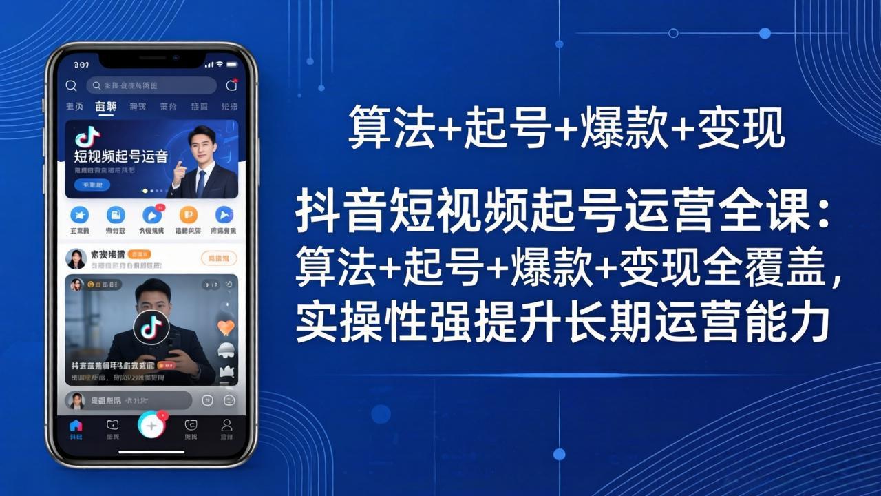 抖音短视频起号运营全课：算法+起号+爆款+变现全覆盖，实操性强提升长期运营能力-网创资源