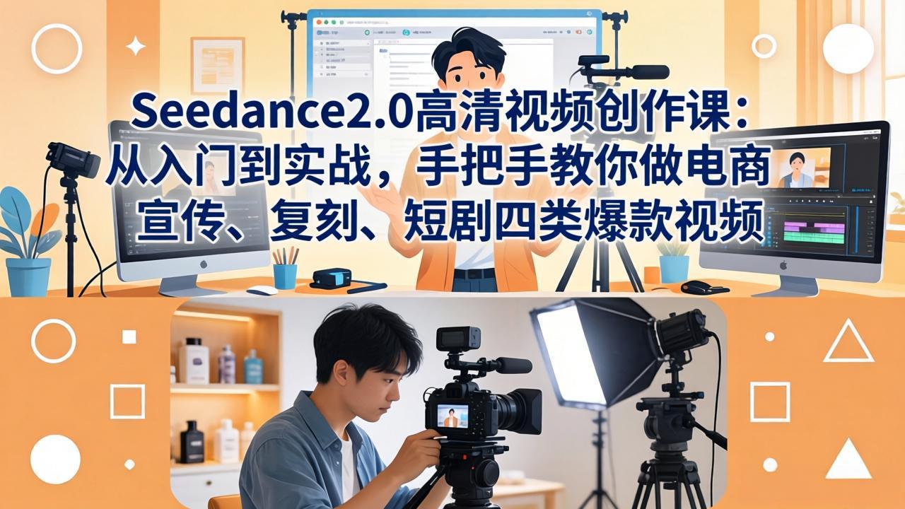 Seedance2.0高清视频创作课：从入门到实战，手把手教你做电商、宣传、复刻、短剧四类爆款视频-网创资源