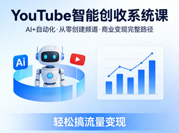 YouTube智能创收系统课，AI+自动化，从零创建YouTube频道并实现商业变现的完整路径，轻松搞流量变现-网创资源