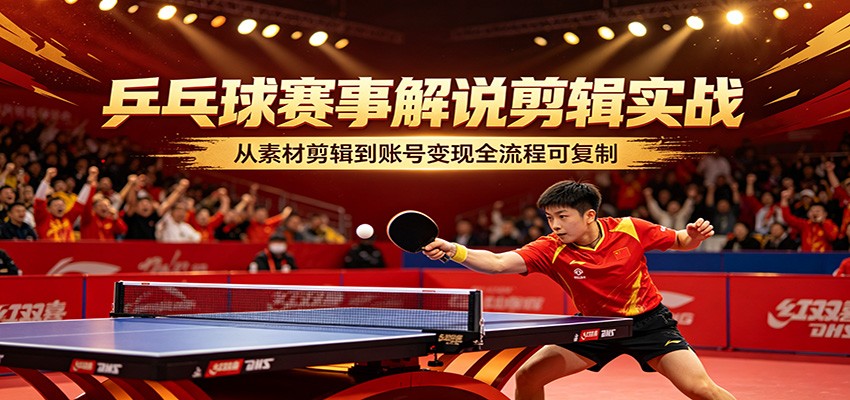 乒乓球赛事解说剪辑实战，从素材剪辑到账号变现全流程可复制-网创资源
