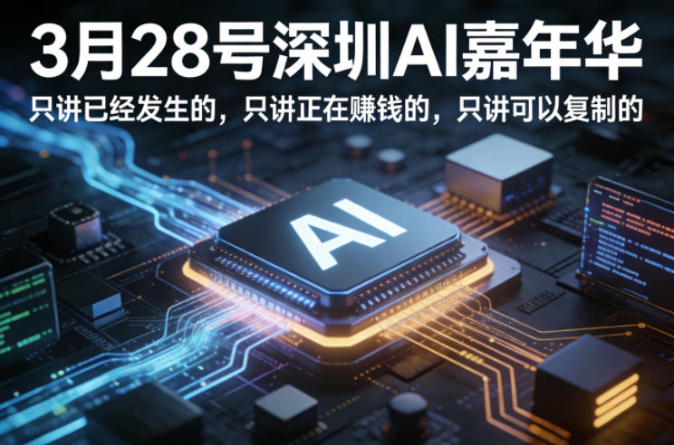 3月28号深圳AI嘉年华，只讲已经发生的，只讲正在賺钱的，只讲可以复制的-网创资源