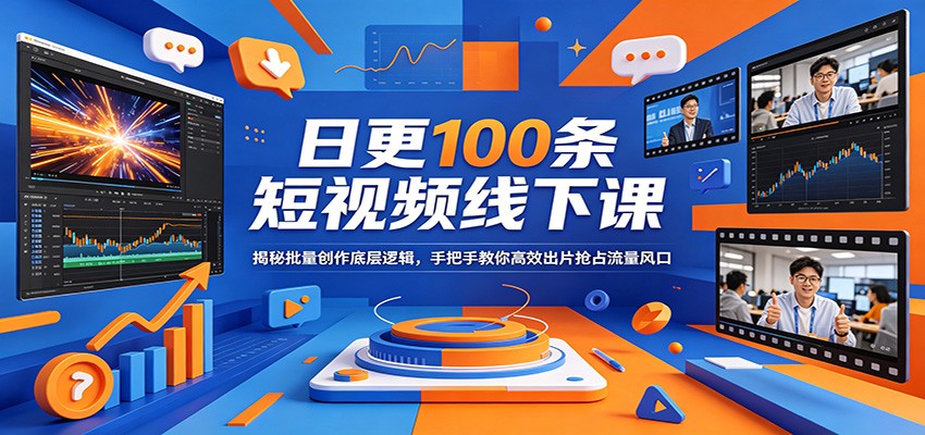 日更100条短视频线下课：揭秘批量创作底层逻辑，手把手教你高效出片抢占流量风口-网创资源