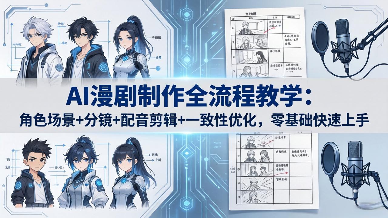 AI漫剧制作全流程教学：角色场景+分镜+配音剪辑+一致性优化，零基础快速上手-网创资源