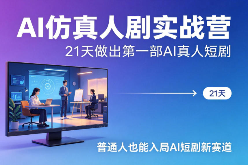 AI仿真人剧实战营，21天做出第一部AI真人短剧，普通人也能入局AI短剧新赛道(更新)-网创资源
