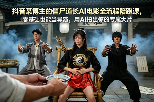 抖音某博主的僵尸道长AI电影全流程陪跑课，零基础也能当导演，用AI拍出你的专属大片-网创资源