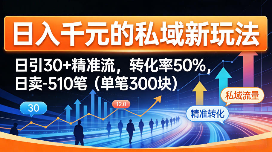 日入千米的私域新玩法：日引30＋精准流，转化率50%，日卖5-10笔(单笔300米)-网创资源