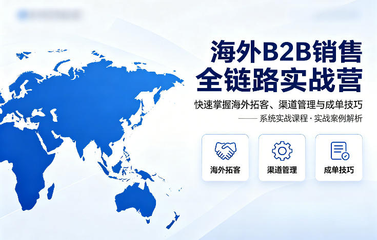 海外B2B销售全链路实战营，快速掌握海外拓客、渠道管理与成单技巧-网创资源